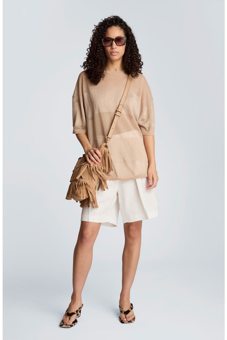 Semisheer Metallic Sweater, Alternate, color, TIMELESS TAUPE