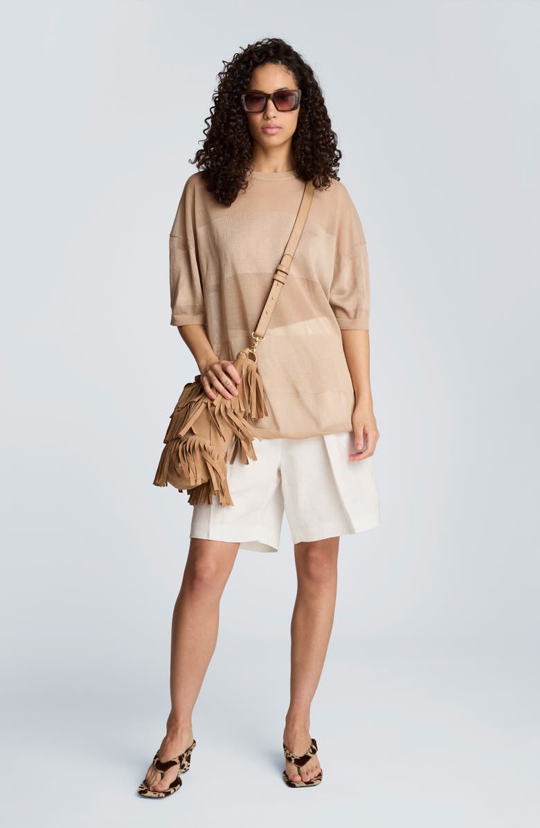 Kenneth Cole Semisheer Metallic Sweater, Alternate, color, 