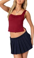 EDIKTED Marigold Side Slit Crop Tank Top