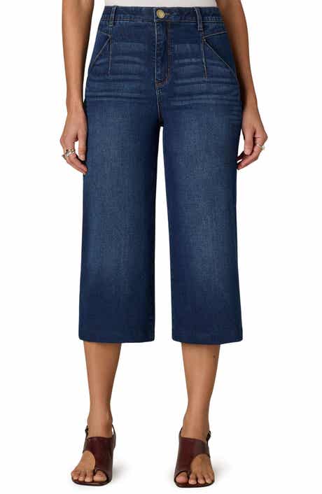 Wyatt Skyrise V-Pocket Wide Leg Denim Culottes