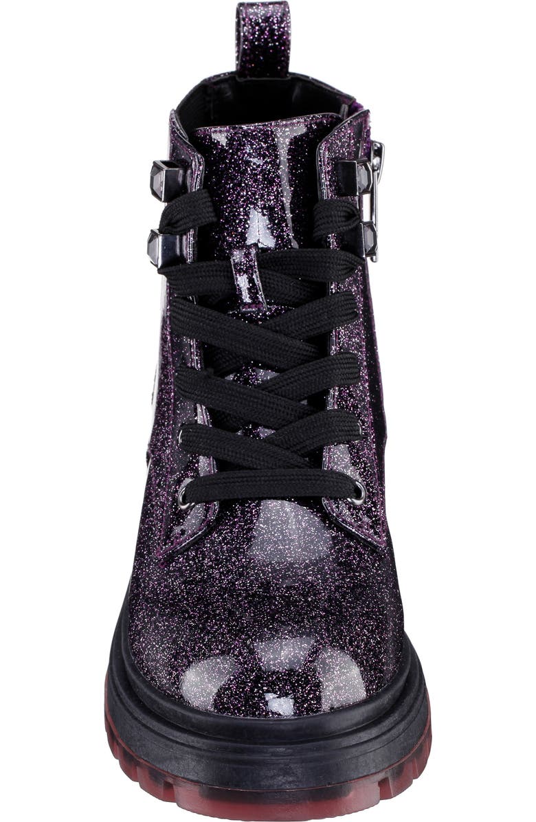 Nina Kids' Glitter Combat Boot, Alternate, color, Black/ Pink Glitter