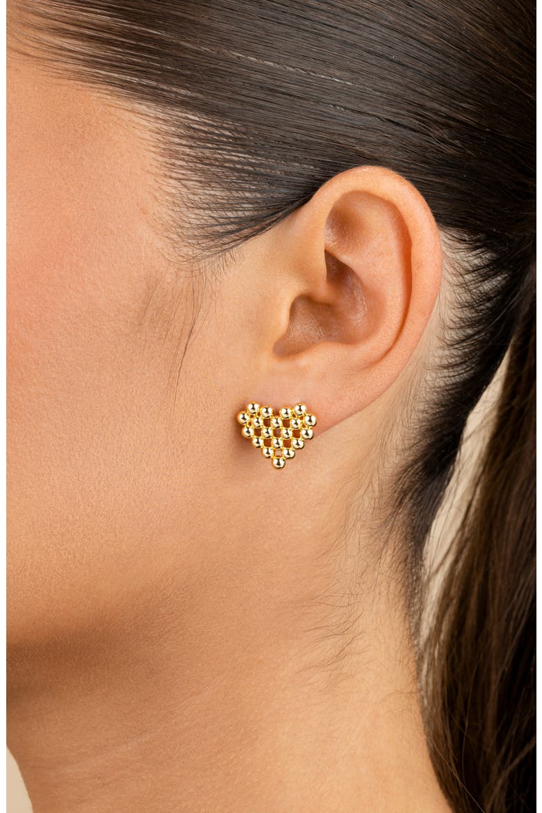 Meredith Beaded Heart Stud Earrings, Alternate, color, GOLD