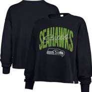 '47 Women's '47 College Navy Seattle Seahawks Muse Sydney Long Sleeve Cropped T-Shirt