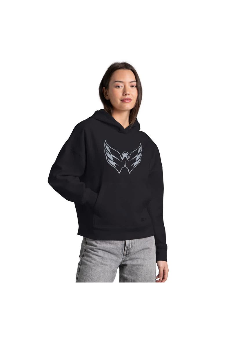 Women's Starter  Black Washington Capitals Rhinestone Relaxed Hoodie, Main, color, Black