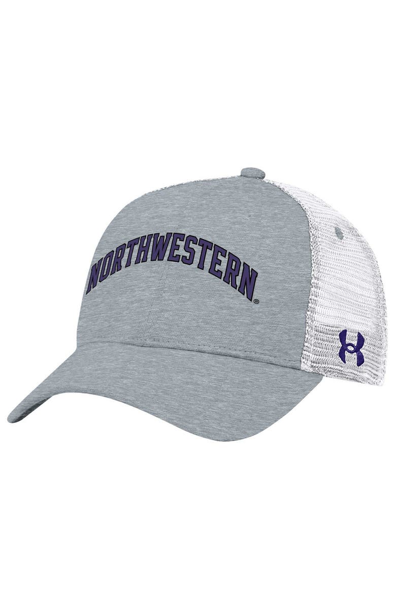 Under Armour Men's Under Armour  Gray Northwestern Wildcats 2023 Sideline Trucker Adjustable Hat, Main, color, 
