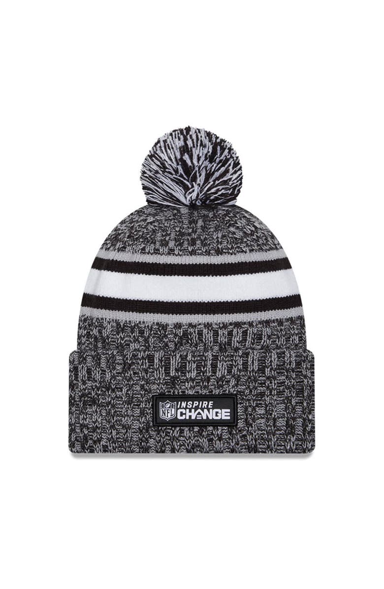 New Era Men's New Era Heather Black New York Giants 2023 Inspire Change Cuffed Knit Hat With Pom, Alternate, color, 