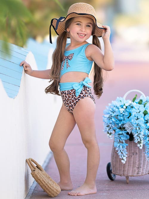 MIA BELLE GIRLS MIA BELLE GIRLS GIRLS WILD WAVES LEOPARD ONE-PIECE BOW SWIMSUIT