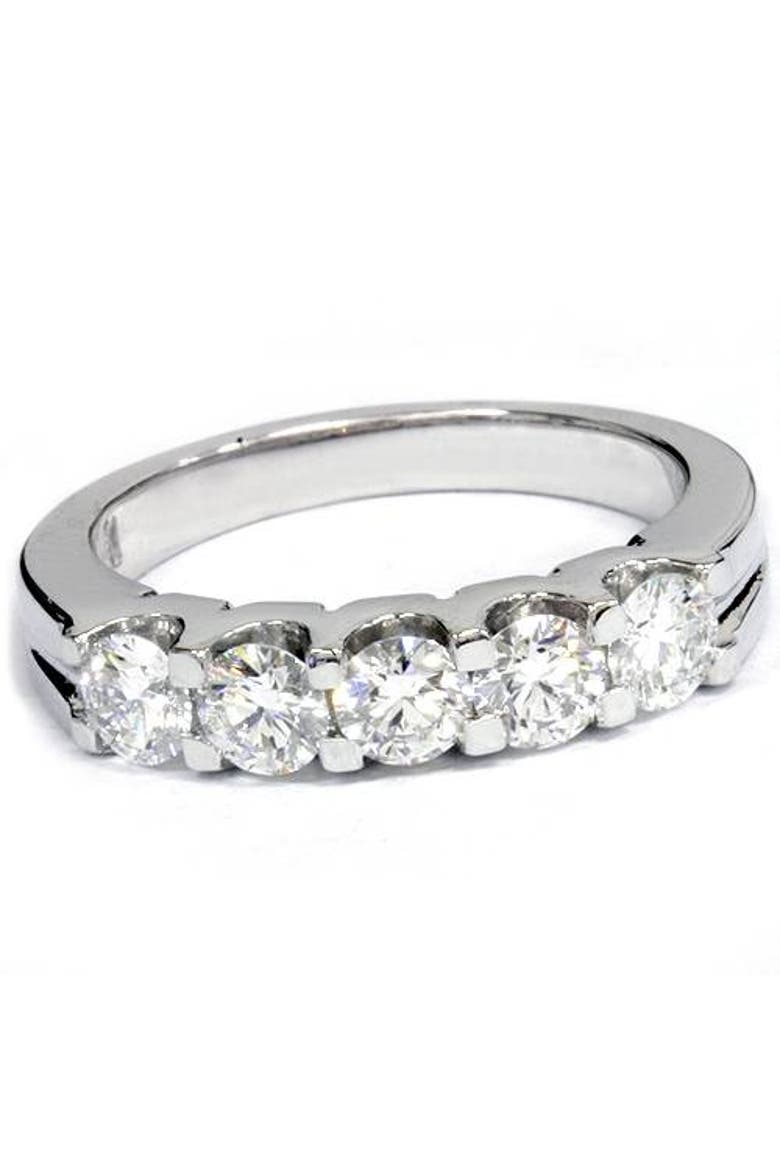 1ct Lab Grown Diamond 5-Stone Wedding Women's 10k Gold Ring, Alternate, color, 10k White Gold