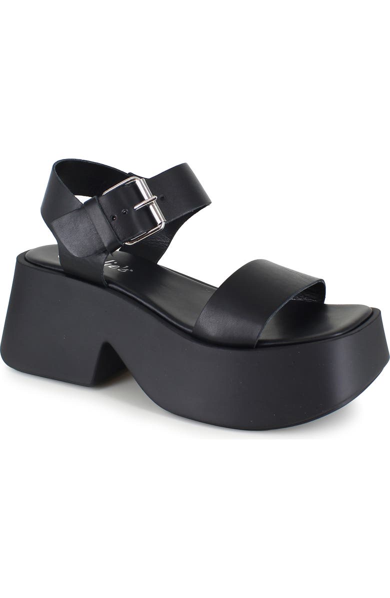 Candie's Leni Ankle Strap Platform Sandal, Main, color, Black Leather