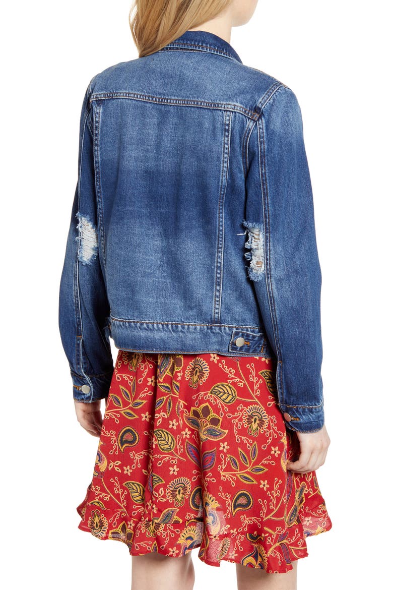 Ripped Denim Jacket, Alternate, color, ARCHE