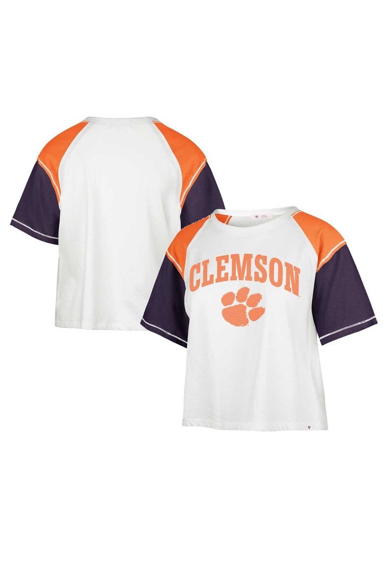'47 Women's '47 White Clemson Tigers Serenity Gia Cropped T-Shirt, Main, color, White