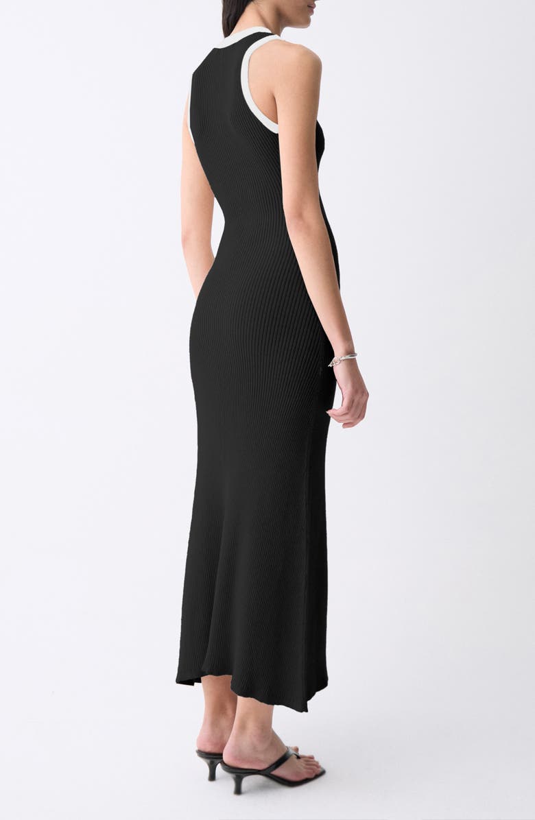 DELUC Vila Sleeveless Rib Sweater Dress, Alternate, color, Black With Ecru Details