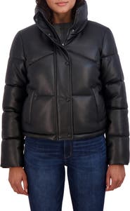 Sebby Faux Leather Short Puffer Jacket