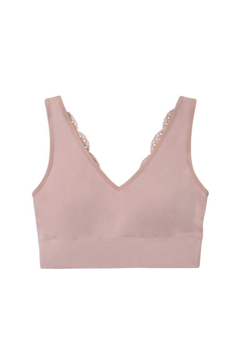 Soft Reversible V Lace Bralette, Alternate, color, Pale Mauve