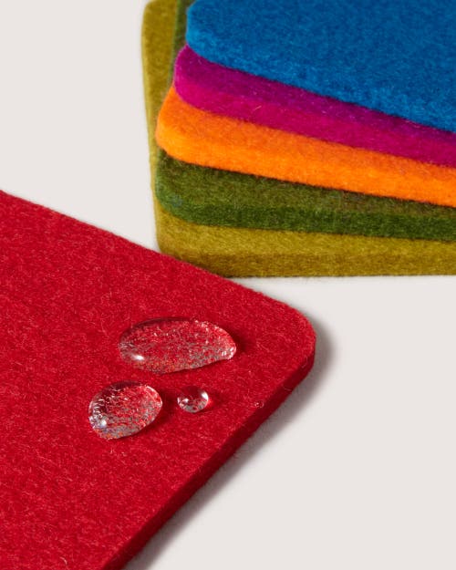 Graf & Lantz Graf Lantz Bierfilzl Merino Wool Square Coaster Multi 6 Pack In Rainbow