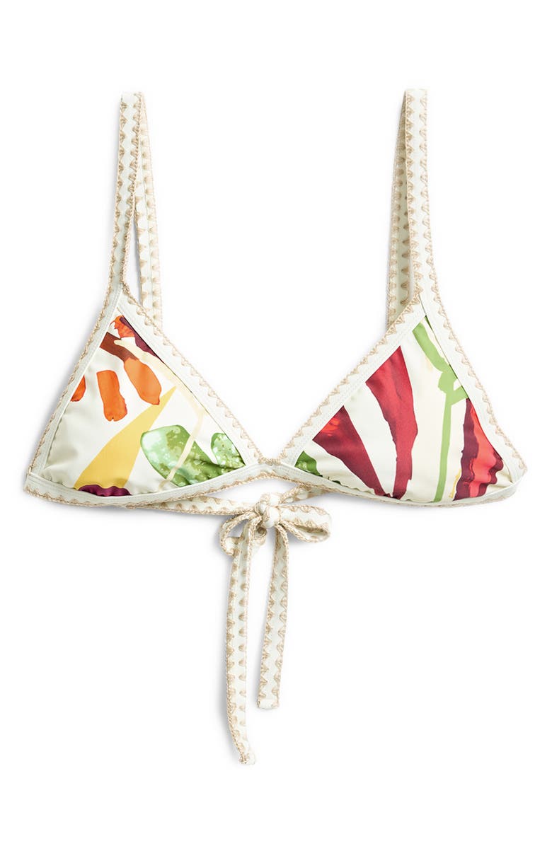 Desigual Crochet Trim Bikini Top, Alternate, color, Ivory/ Light Beige Multi
