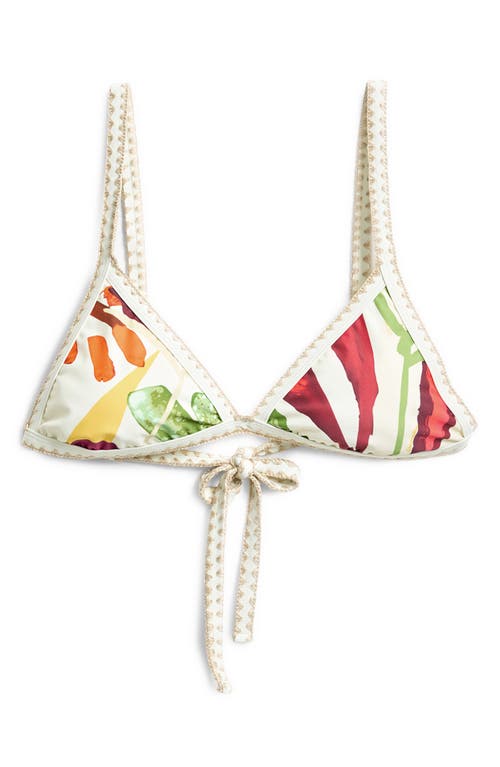 Desigual Crochet Trim Bikini Top In White