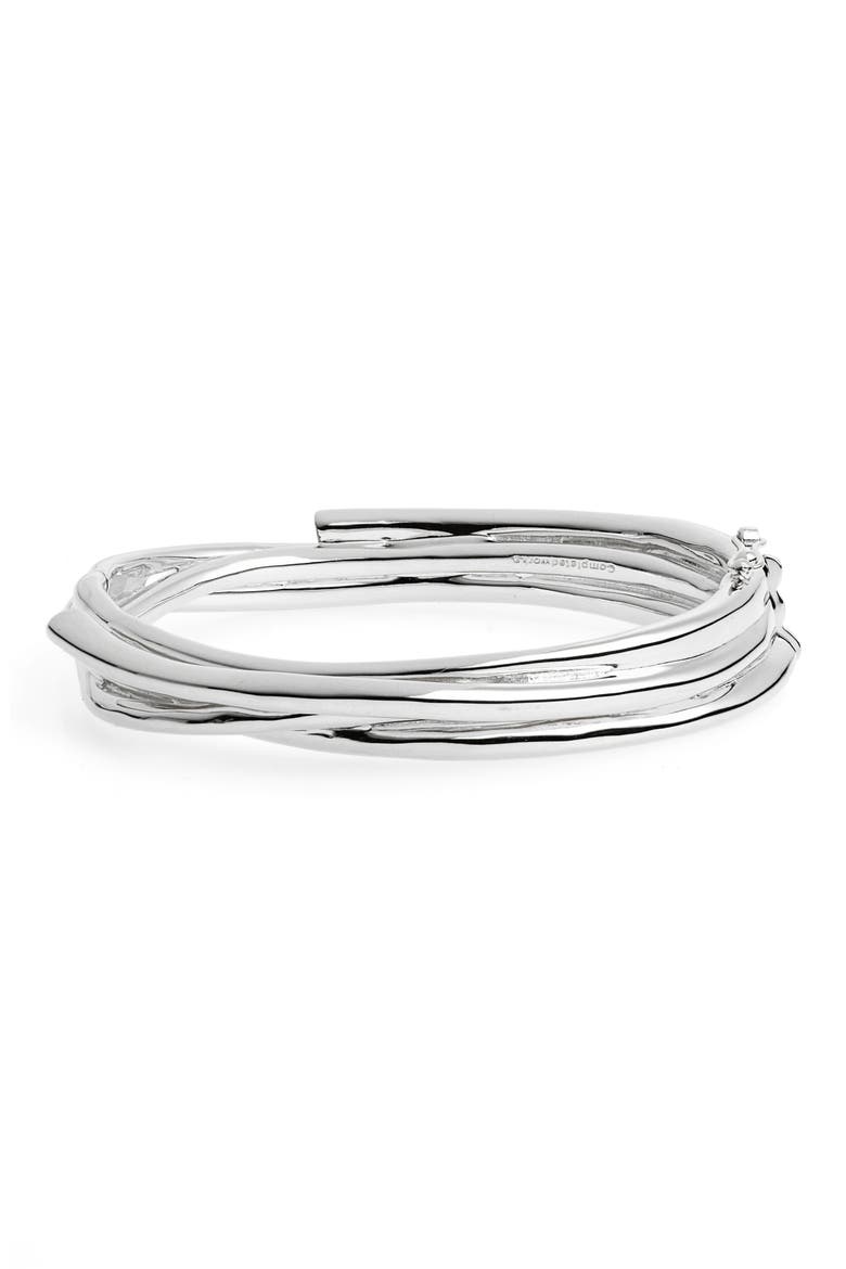 Coil Hinged Bangle, Main, color, SILVER PLATED