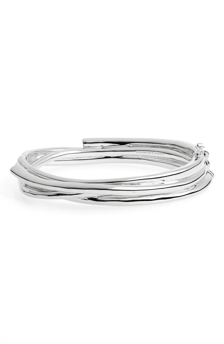 COMPLETEDWORKS Coil Hinged Bangle, Main, color, Silver Plated