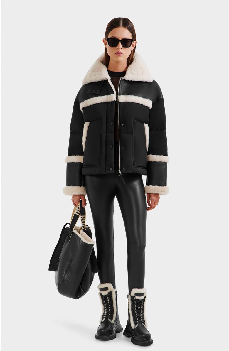 Rudsak Shirley Down & Shearling Puffer, Alternate, color, Black