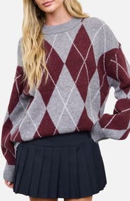 Blu Pepper Oversized Argyle Sweater