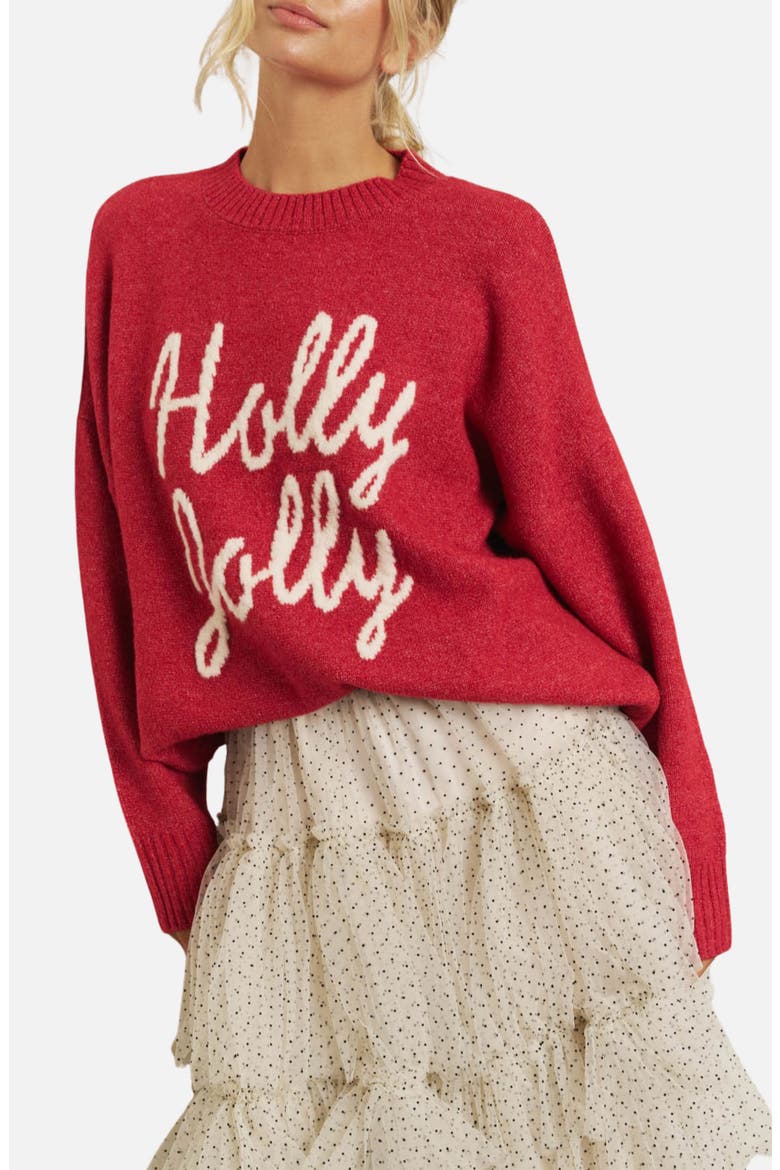 Holly Jolly Pullover Sweater, Main, color, RED