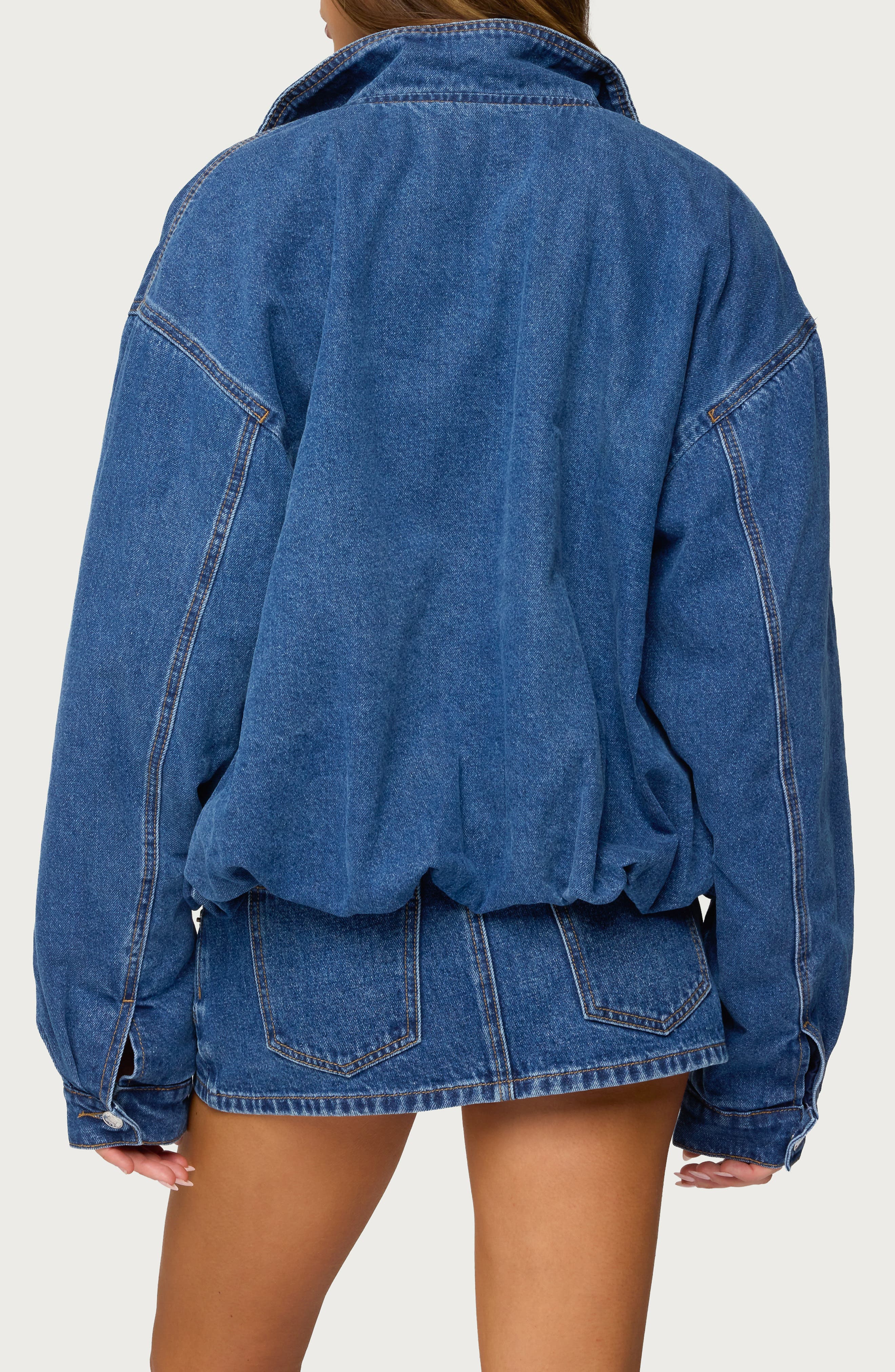 Hilary Oversize Bubble Hem Denim Jacket - image 2