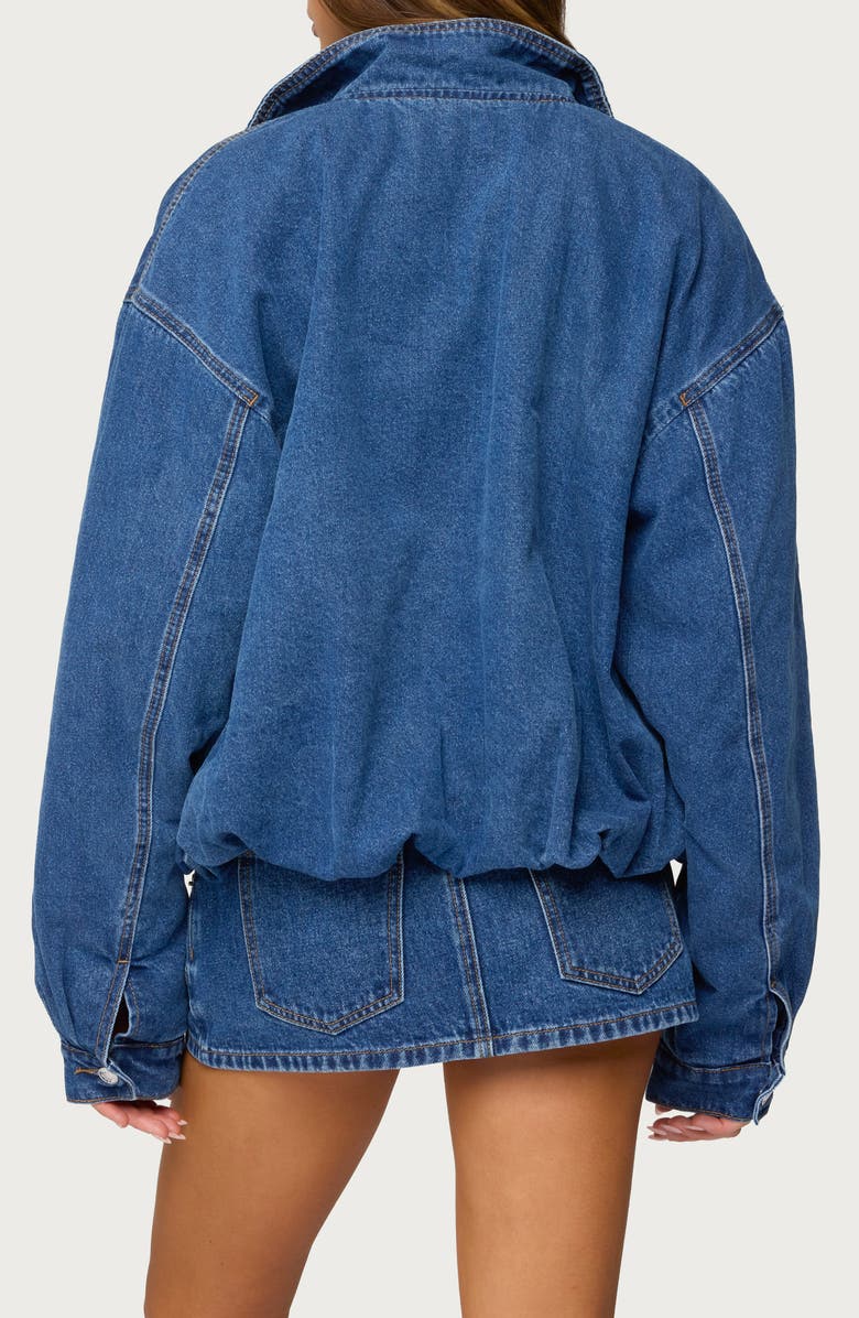 EDIKTED Hilary Oversize Bubble Hem Denim Jacket, Alternate, color, Blue-Washed