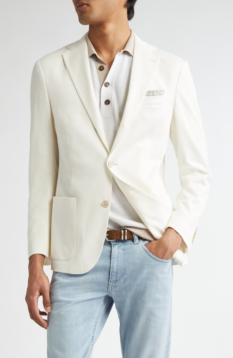 Eleventy Unstructured Linen & Cotton Sport Coat, Main, color, 01N White