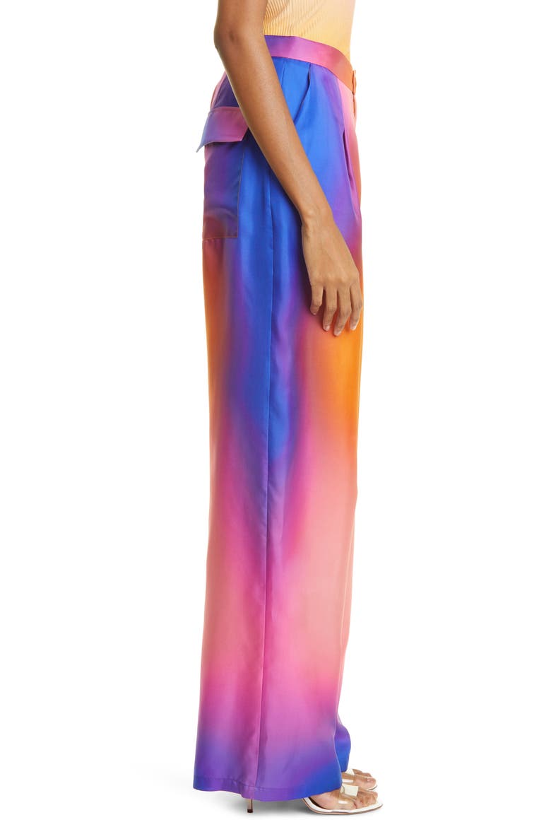 Silk Taffeta Wide Leg Pants, Alternate, color, AURA PRINT