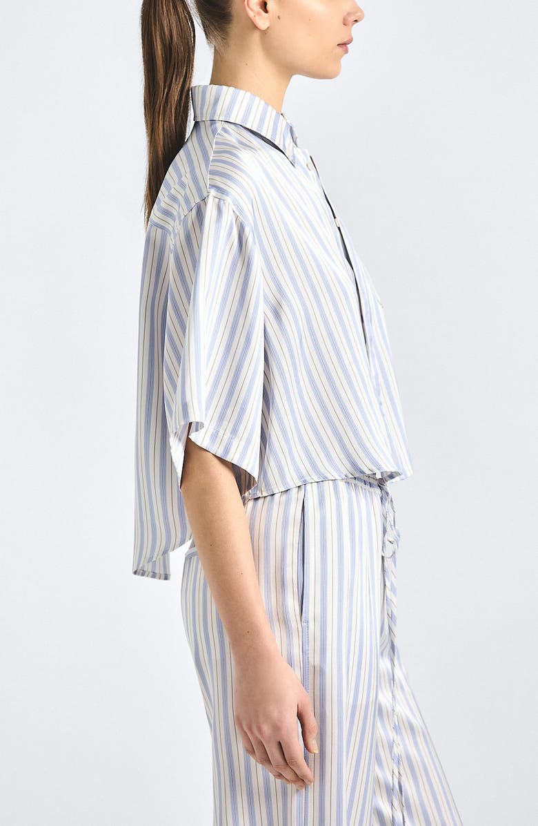 Derek Lam 10 Crosby Ember Crop Stripe Button-Up Shirt, Alternate, color, Lisbon Blue Stripe