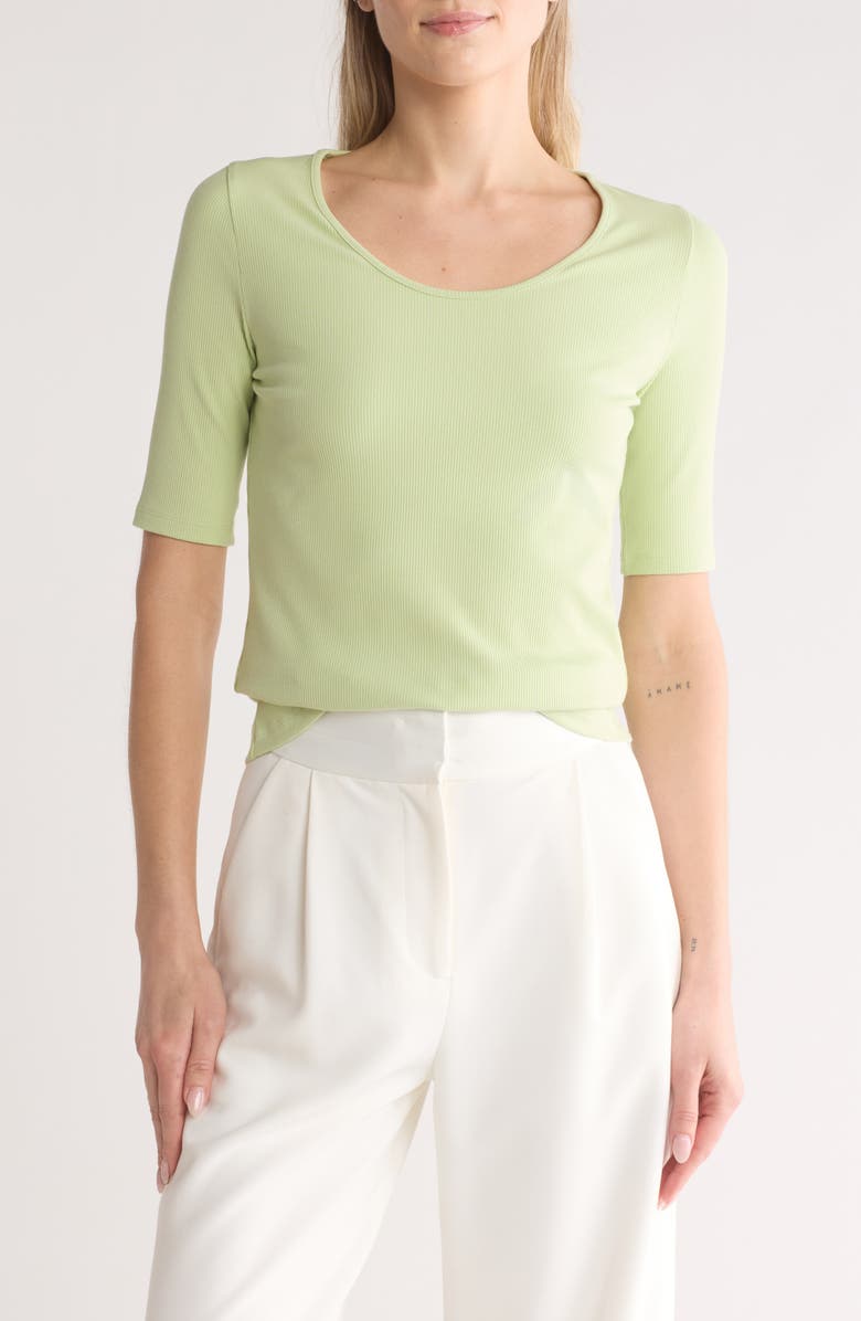 Vince Elbow Sleeve Scoop Neck Top, Main, color, 