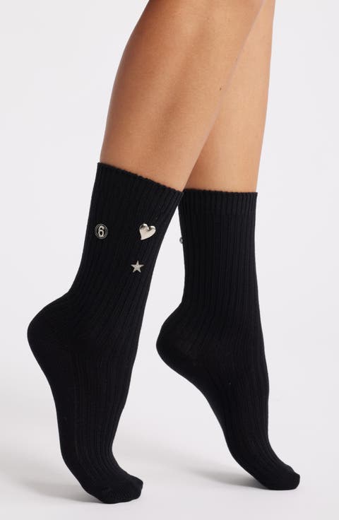 Punk Princess Embellished Crew Socks