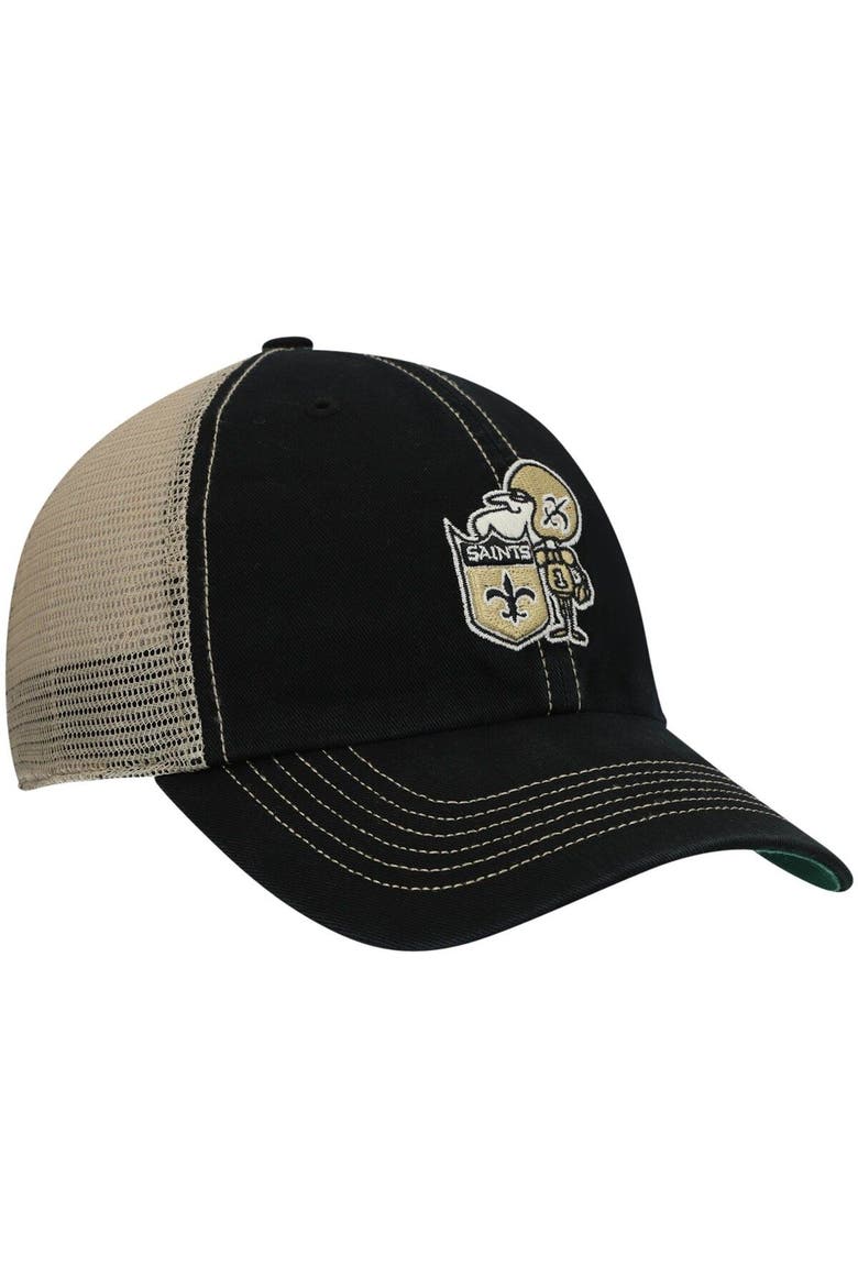Men's '47 Black/Natural New Orleans Saints Legacy Trawler Trucker Clean Up Snapback Hat, Alternate, color, Black