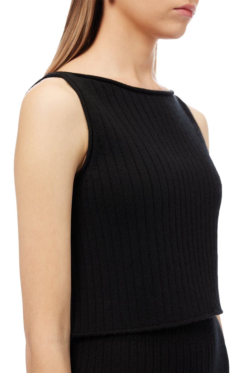 GOBI Mongolian Cashmere Cashmere Crop Top, Alternate, color, Black