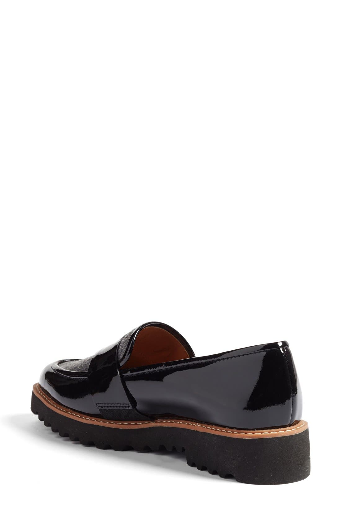 'Emily' Loafer, Alternate, color, BLACK PATENT GREY FABRIC