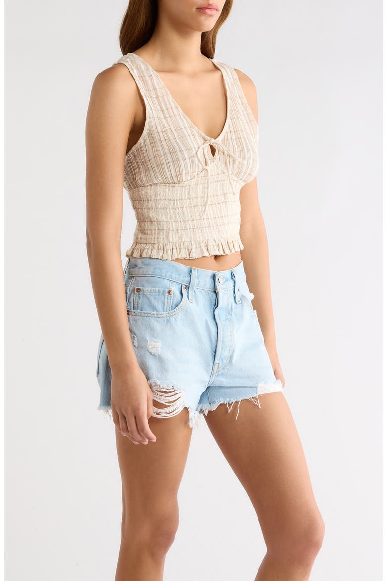 Paradise Check Cotton Blend Crop Tank, Alternate, color, OFF WHITE