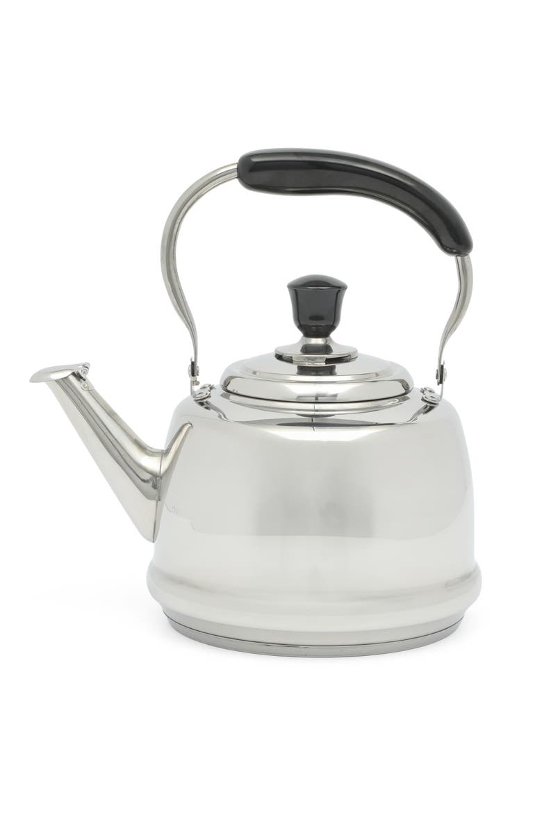 Kingstree Heavy Gauge Stainless Steel Whistling Stovetop Tea Kettle, Main, color, Stainless