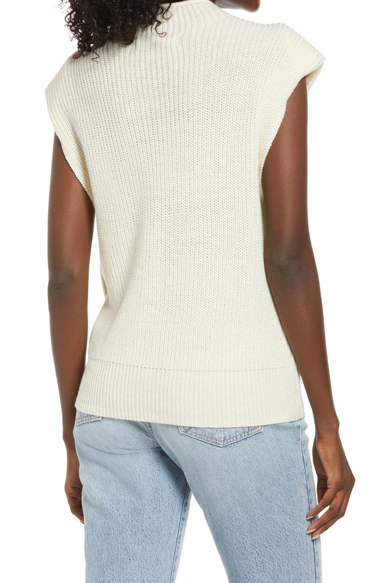 Padded Shoulder Sleeveless Sweater, Alternate, color, BIRCH