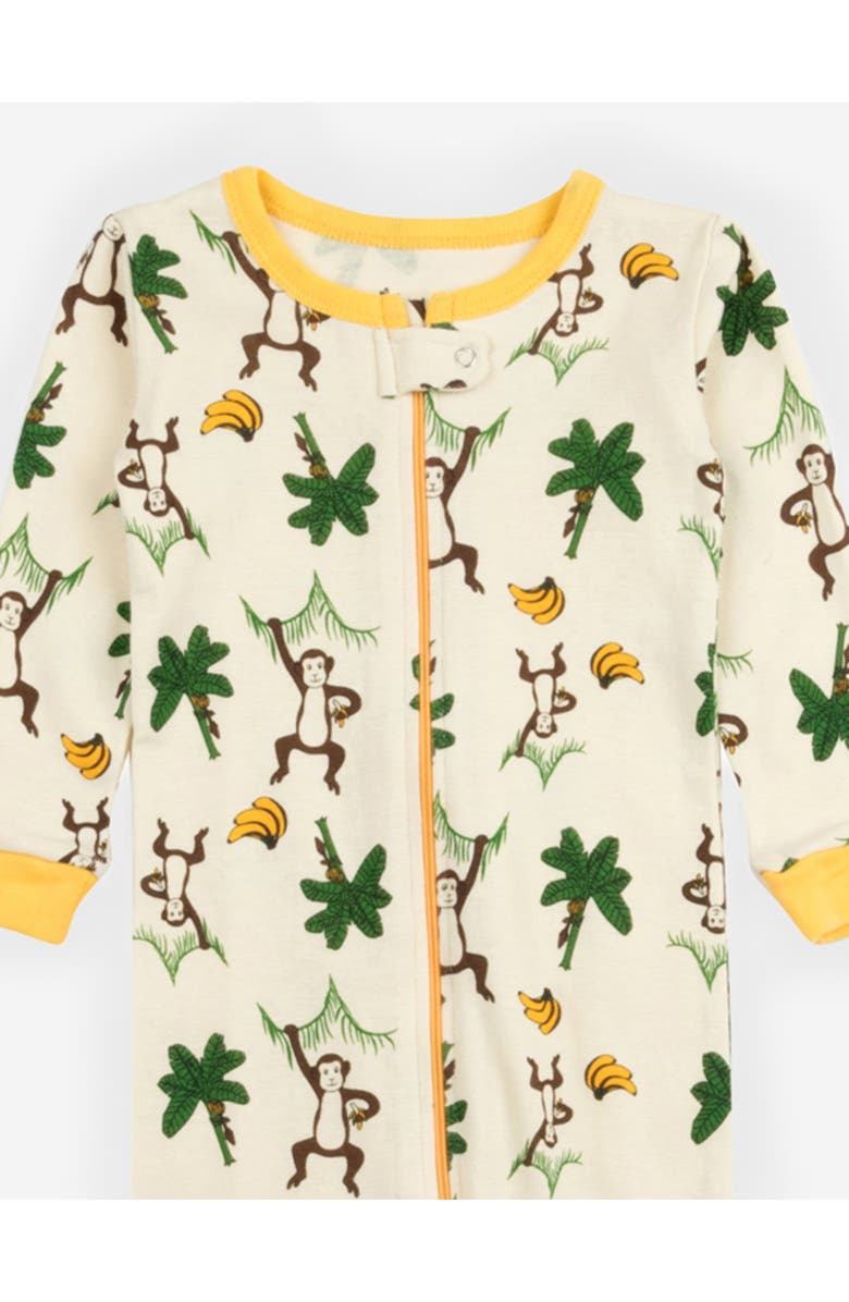 Leveret Footed Printed Cotton Pajamas, Animal, Holiday & Fun Prints, Alternate, color, Monkey W/Banane