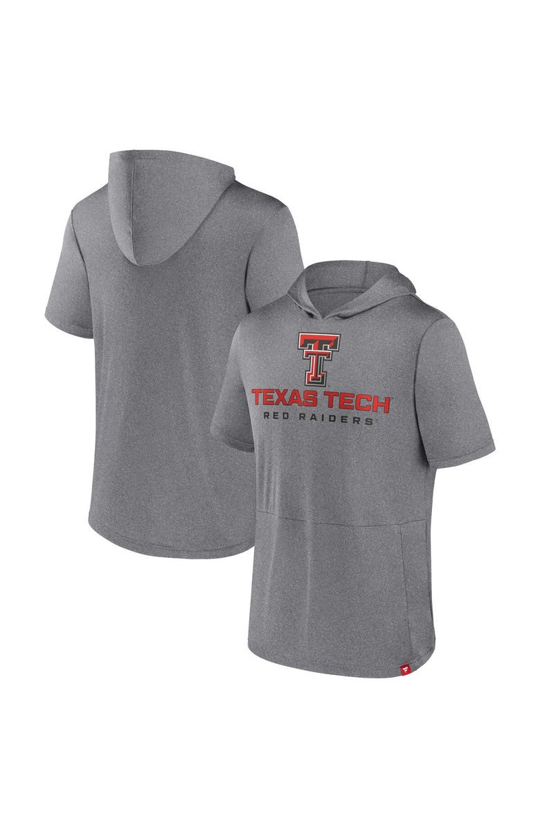 FANATICS Men's Fanatics Branded Heather Gray Texas Tech Red Raiders Modern Stack Hoodie T-Shirt, Main, color, 