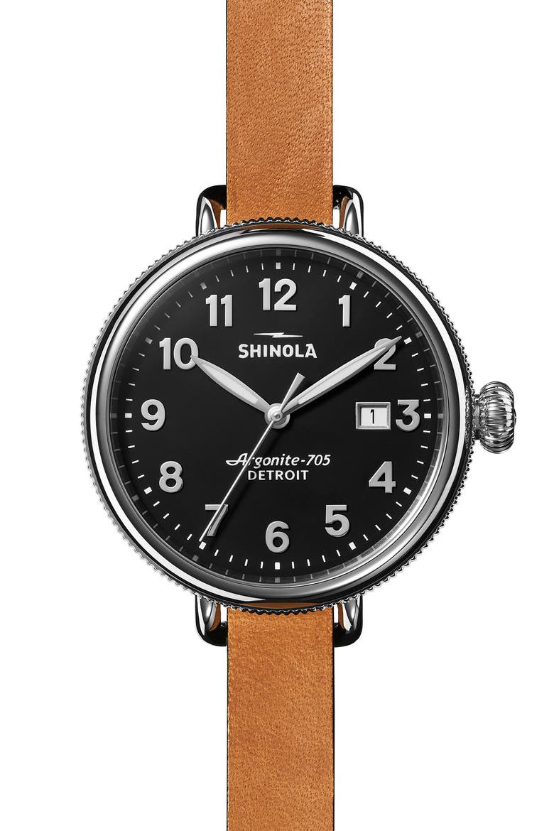 Birdy Double Wrap Leather Strap Watch, 38mm, Alternate, color, BLACK