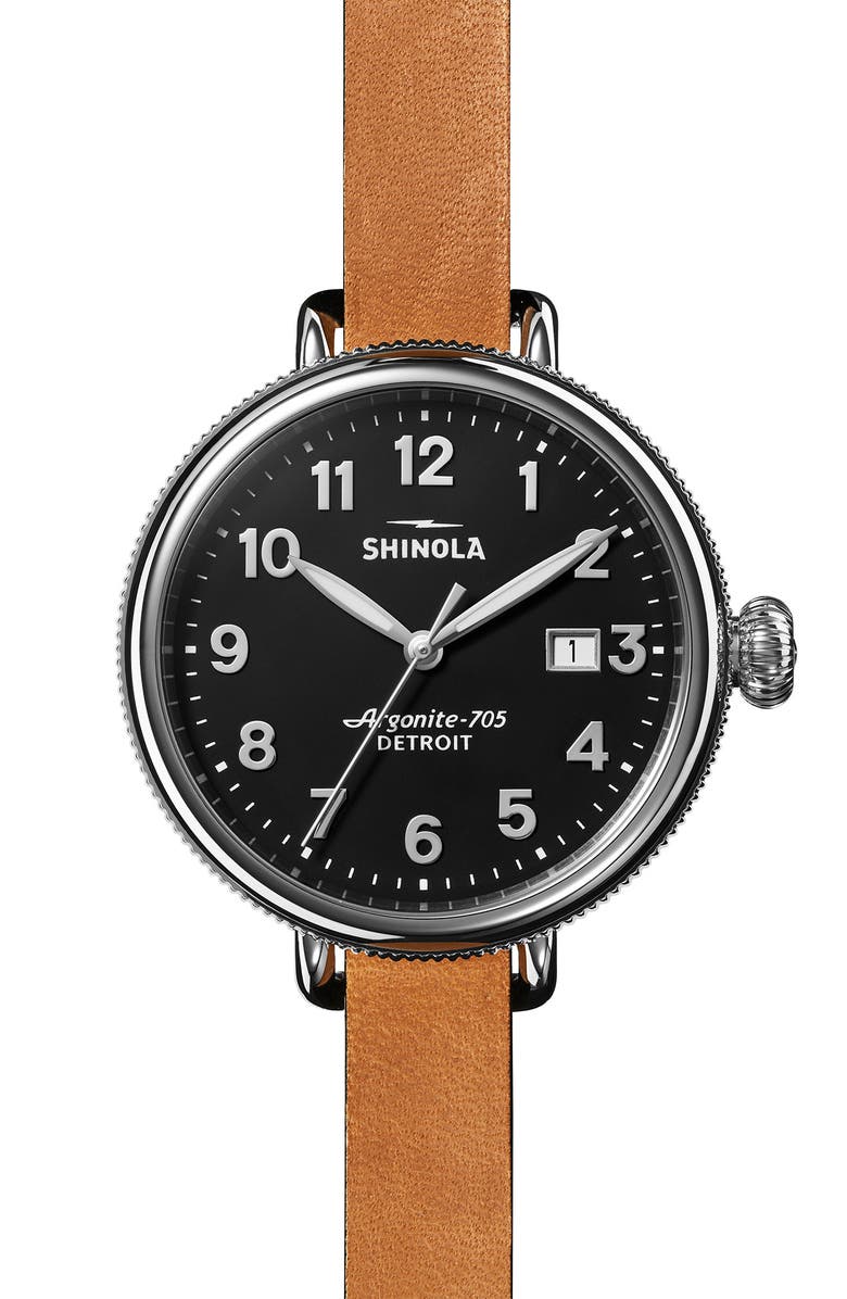 Shinola Birdy Double Wrap Leather Strap Watch, 38mm, Alternate, color, 