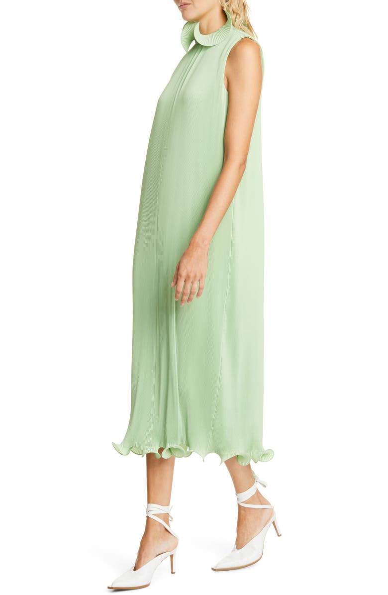 Tibi Ruffle Trim Pleated Midi Dress, Alternate, color,