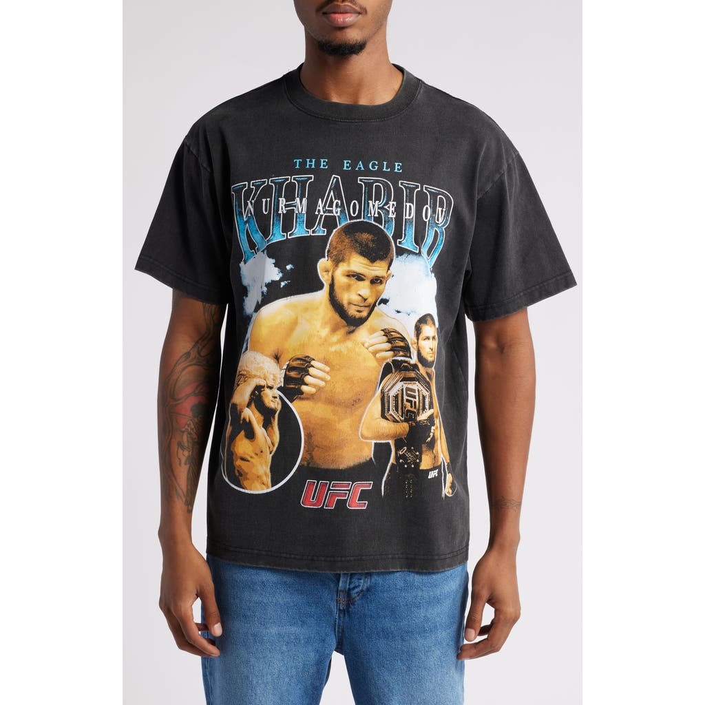 ID Supply Co Khabib The Eagle Graphic Cotton T-Shirt in Washed Black