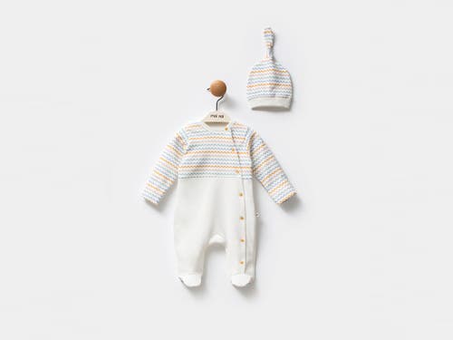 Moi Noi Multicolor Zigzag One-piece Set In White