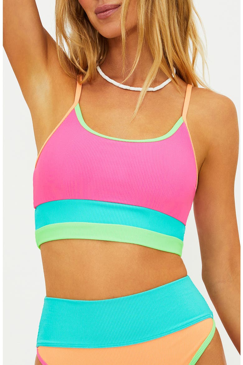 Eva Rib Colorblock Bikini Top, Main, color, AQUA HAZE