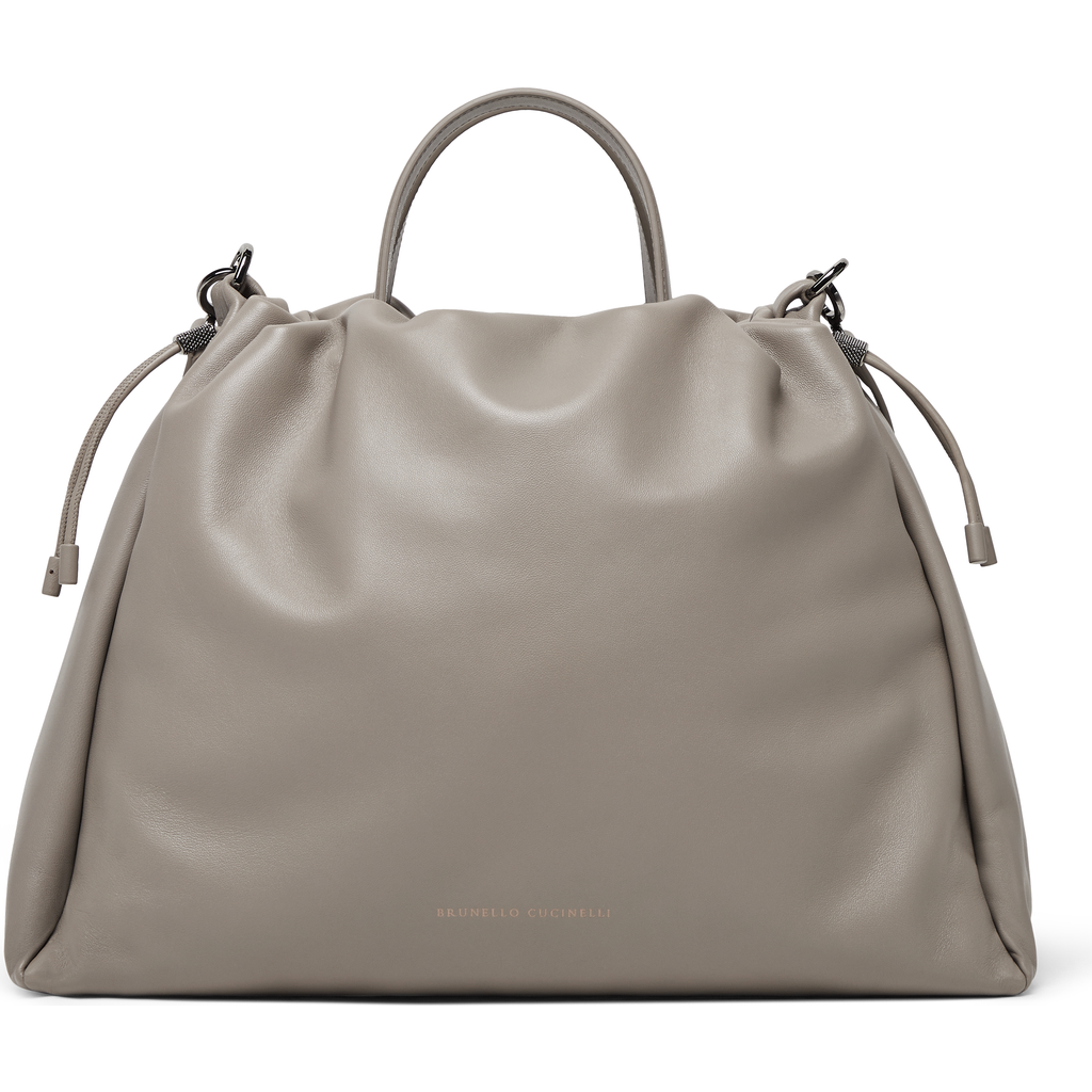 BRUNELLO CUCINELLI BRUNELLO CUCINELLI LARGE SOFT LEATHER MELLOW SHOPPER BAG
