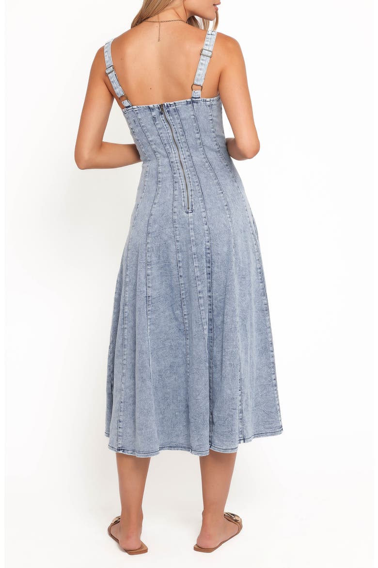 Una Fit & Flare Midi Dress, Alternate, color, LIGHT DENIM