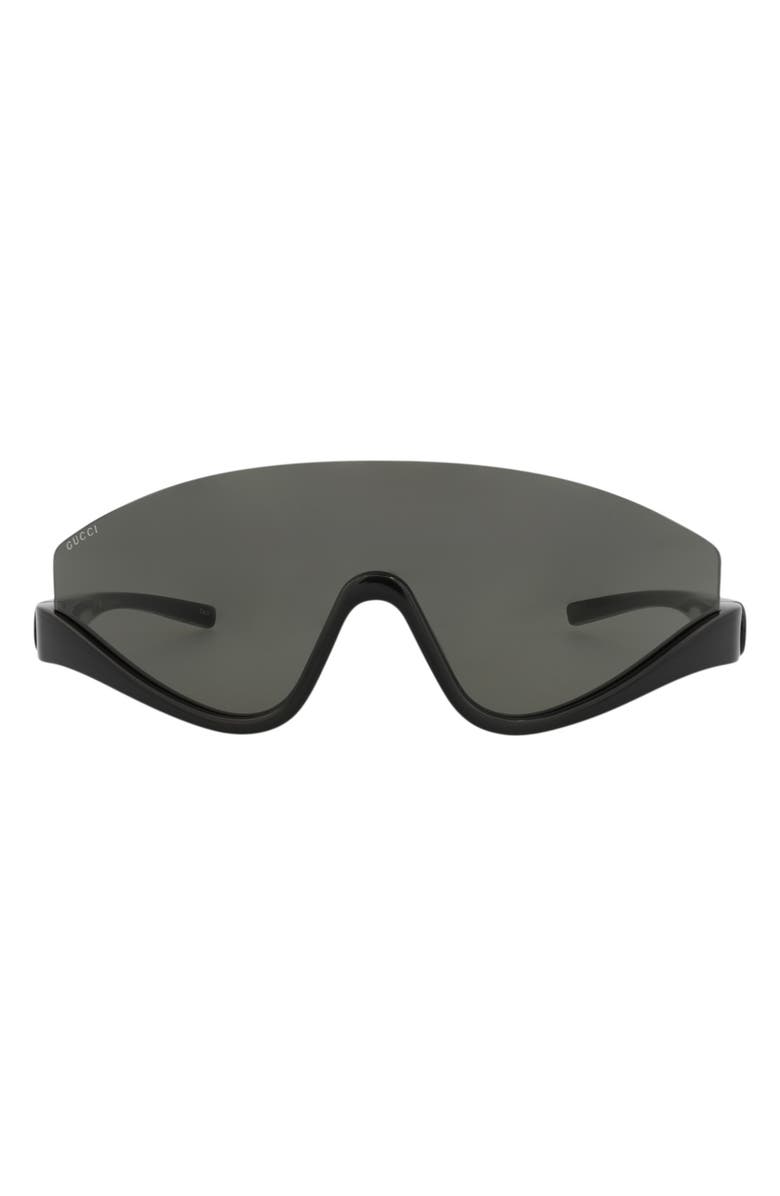 Gucci 99mm Shield Sunglasses, Main, color, Black Black Grey
